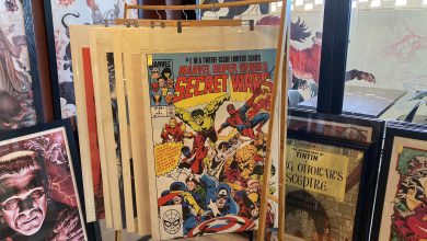 Photo of Retro art, posters and comics at the Wild Fox cafe in Wynnum
